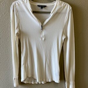 RALPH LAUREN women’s ribbed 1/4 zip long sleeved cotton shirt. Size XL.